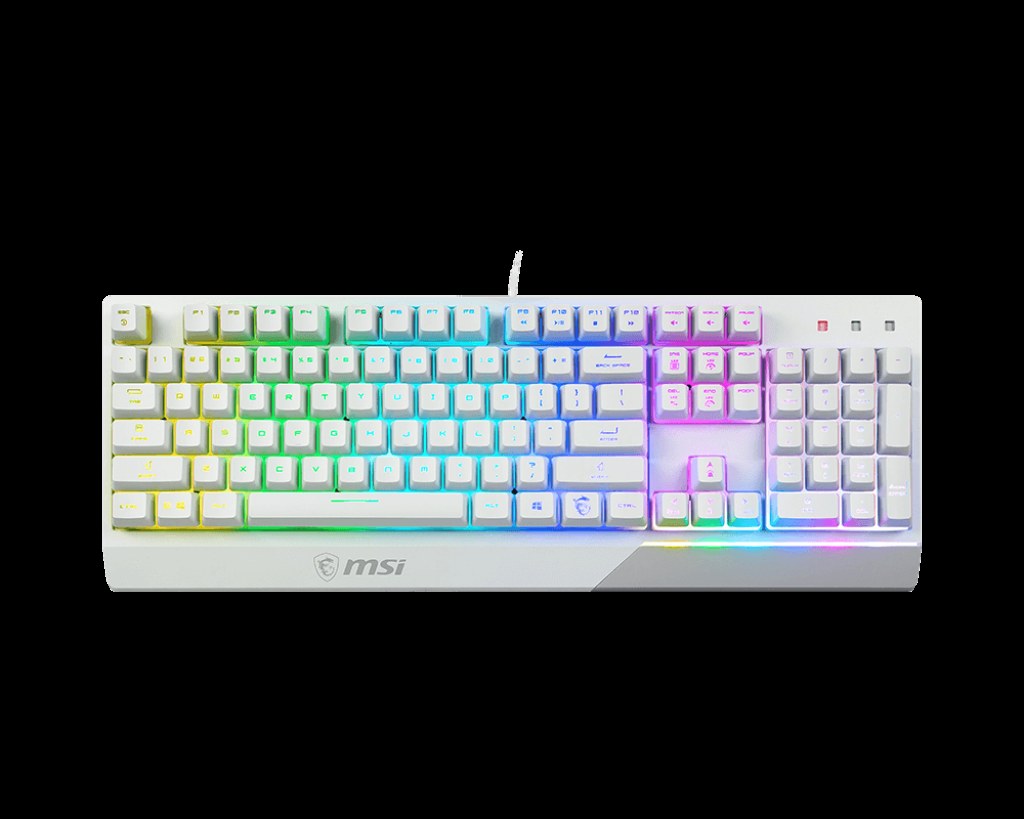 Клавиатура проводная MSI Vigor GK30 белый USB Multimedia for gamer LED (подставка для запястий)