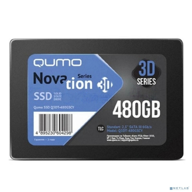 Накопитель SSD 480Gb QUMO Novation TLC 3D 2.5" (Q3DT-480GSСY) 550/500 Mb/s, SM2258XT