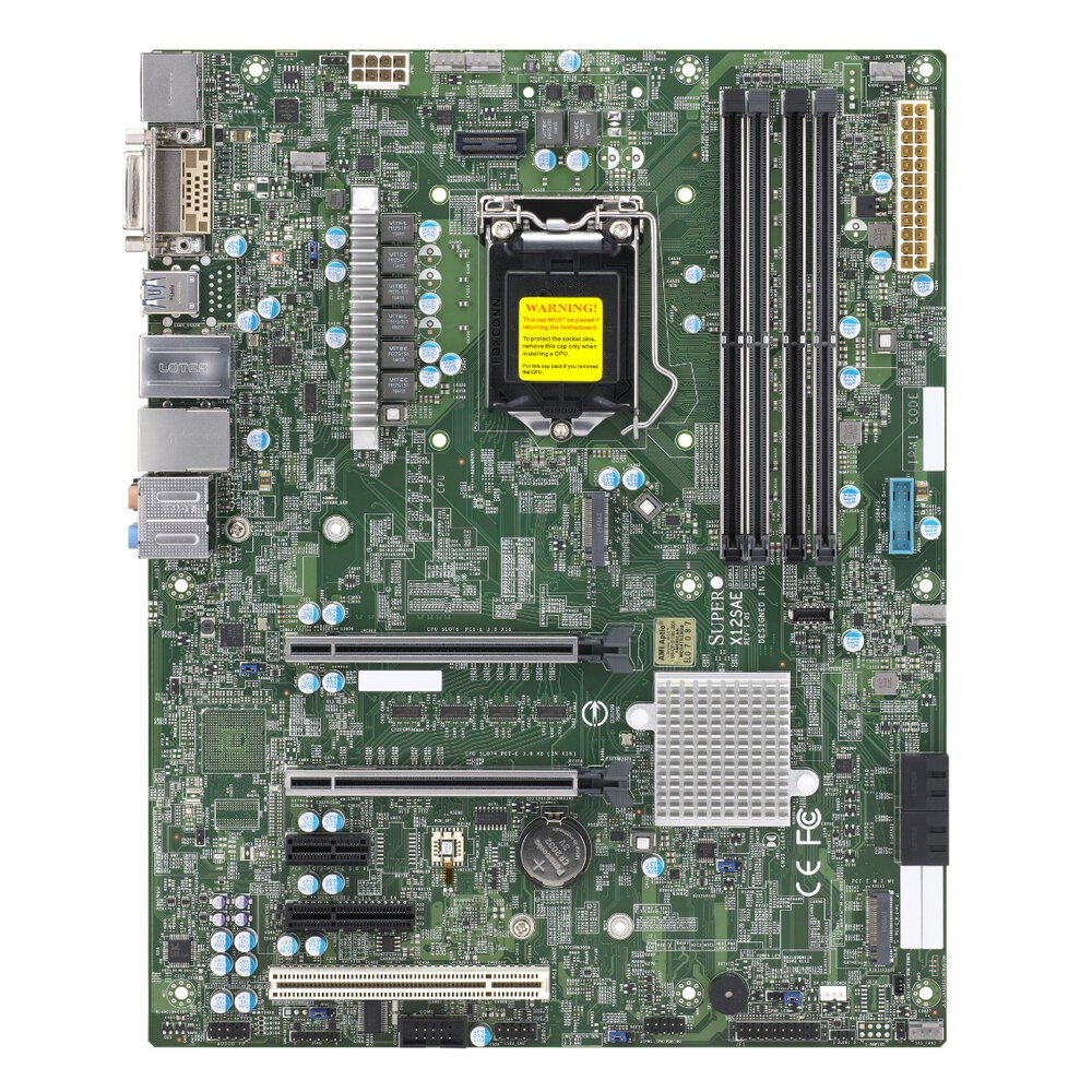 Материнская плата Supermicro MBD-X12SAE-B, LGA 1200, Intel W480, 4xDDR4, 4xSATA, 2xM.2, 3xPCIe 3.0 (x16, x16, x1), 1xDP, 1xHDMI, 1xDVI-D, 2xUSB-A 2.0, 2xUSB-A 3.2 Gen 1, 3xUSB-A 3.2 Gen 2, 1xUSB-C 3.2 Gen 2, 1x 2.5Gb LAN, 1x 1Gb LAN, 5.1, 1xCOM, ATX