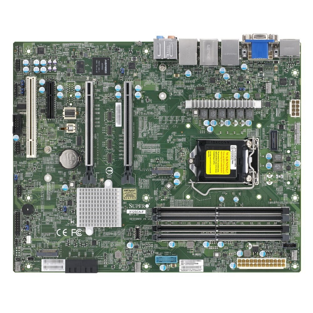 Материнская плата Supermicro MBD-X12SCA-F-B W-1200 CPU, 4 DIMM slots, Intel W480 controller for 4 SATA3 (6 Gbps) ports, RAID 0,1,5,10, 1 PCIe 3.0 x4, 2 PCIe 3.0 x16 slots, bulk