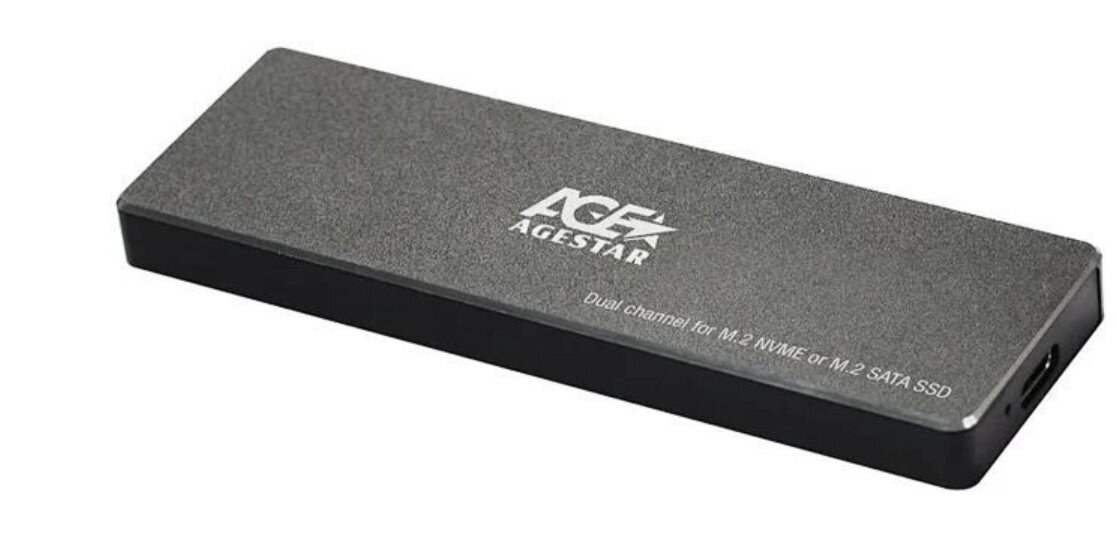 Внешний корпус SSD AgeStar 31UBVS6C NVMe/SATA алюминий черный M2 2280 м