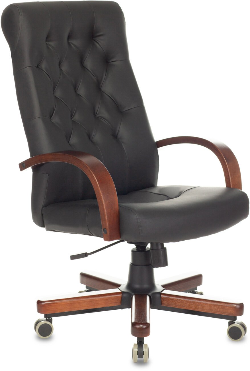 Кресло Бюрократ T-9928WALNUT/ECO черный, экокожа