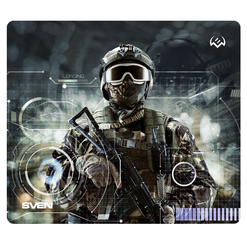 Игровой коврик для мыши (230 х 200 х 2 мм, ткань, резина) SVEN MP-G01S Soldier