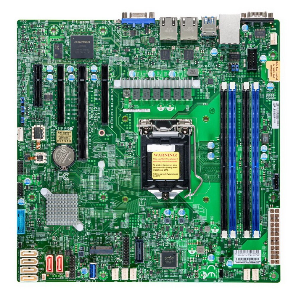 Материнская плата Supermicro MBD-X12STL-F-B, LGA1200, Intel C252, 4xDDR4, 6xSATA, 1xM.2 (PCIe 3.0 x4), 1xPCIe 4.0 x16, 2xPCIe 4.0 x8, 1xPCIe 4.0 x4, 2xLAN, mATX