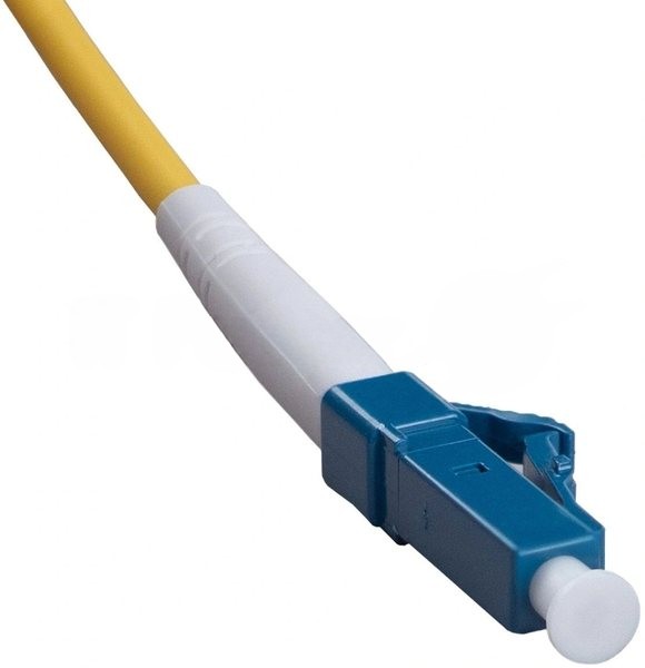 Патч-корд оптический Cabeus Tight Buffer, Simplex FC/LC, OS2 9/125, LSZH, 1,5м, Ø 3мм, чёрный хвостовик, жёлтый