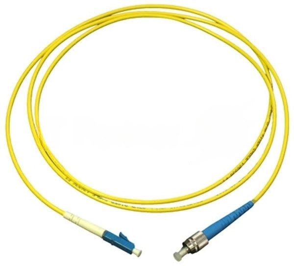 Патч-корд оптический Cabeus Tight Buffer, Simplex FC/LC, OS2 9/125, LSZH, 15м, Ø 3мм, синий хвостовик, жёлтый