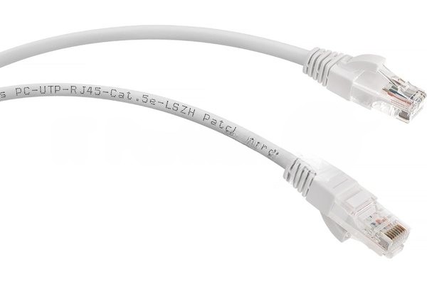 Шнур комм. Cabeus, кат. 5е, неэкр., U/UTP, RJ45/RJ45, LSZH, AWG24, 0.15м, белый