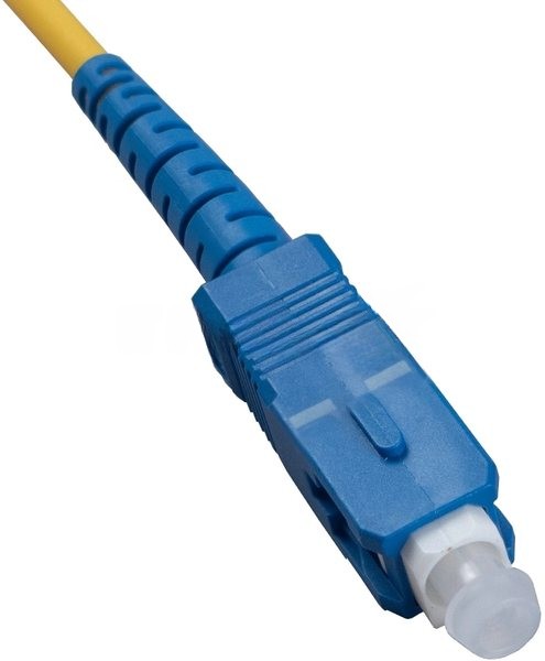 Патч-корд оптический Cabeus Tight Buffer, Simplex SC/SC, OS2 9/125, LSZH, 5м, Ø 2мм, синий хвостовик, желтый