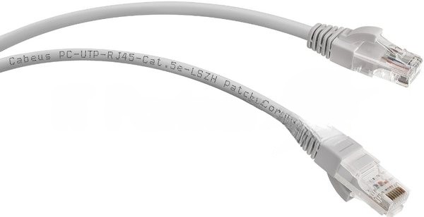 Шнур комм. Cabeus, кат. 5е, неэкр., U/UTP, RJ45/RJ45, LSZH, AWG24 20м, серый