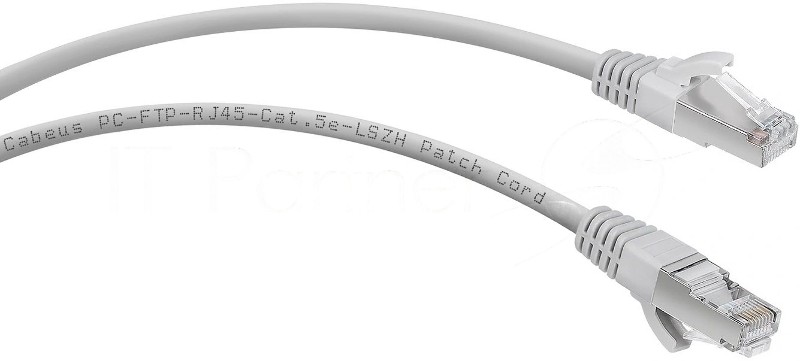Шнур комм. Cabeus, кат. 5е, экр., F/UTP, RJ45/RJ45, LSZH, AWG24, 1.5м, серый
