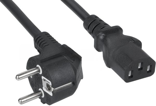 Шнур для блока питания Cabeus, IEC 320 C13, вилка Schuko, 3 м, 10А, черный