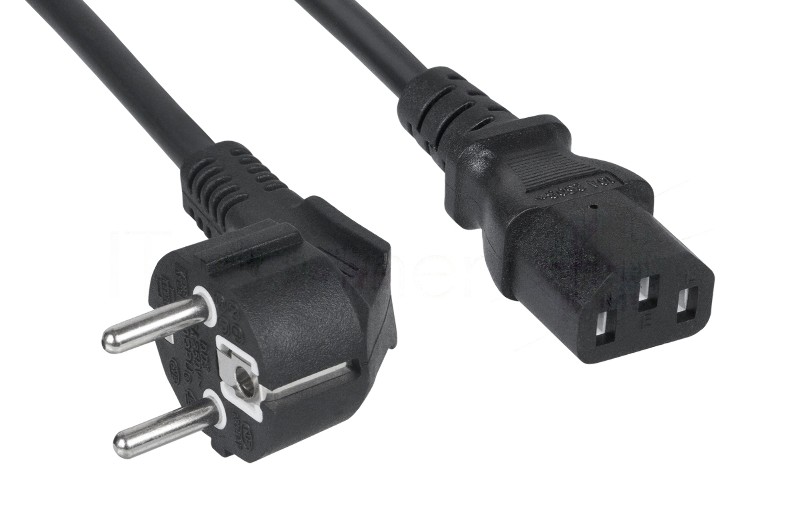 Кабель питания компьютера Cabeus PC-186-VDE-5M IEC 320 C13, вилка Schuko, 5 м, 10А, черный