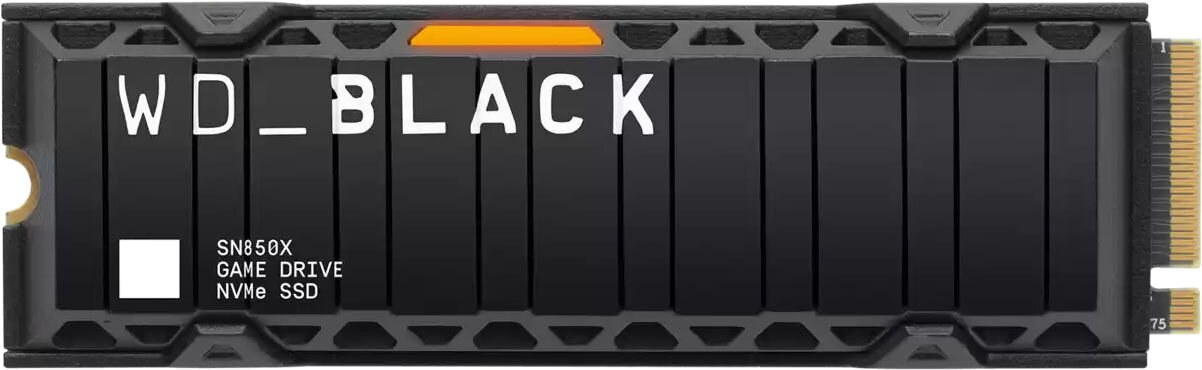 Накопитель SSD WD 2Tb Black SN850X, M.2(22x80мм), NVMe, PCIe 4.0 x4, 3D TLC, R/W 7300/6600Mb/s, IOPs 1 200 000/1 100 000, TbW 1200, DWPD 0.3, with Heat Spreader (12 мес.)