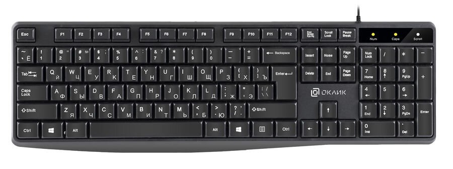 Клавиатура проводная Oklick 145M, USB, черный