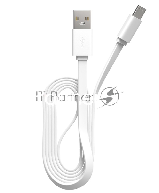 Кабель Maxvi MC-01F white USB-A - microUSB, 2A Плоский кабель, ток макс. нагрузки 2А, макс. напряжение 5V; стандарт USB 2.0; длина 1м, материал PVC, белый