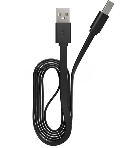 Кабель Maxvi MC-01LF black USB-A - microUSB, 2A Плоский кабель, ток макс. нагрузки 2А, макс. напряжение 5V; стандарт USB 2.0; длина разъема microUSB 10 мм, длина 1м, материал PVC, черный