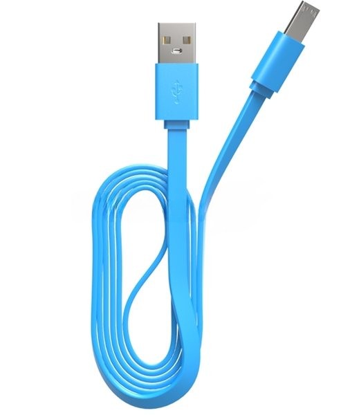 Кабель Maxvi MC-01LF blue USB-A - microUSB, 2A Плоский кабель, ток макс. нагрузки 2А, макс. напряжение 5V; стандарт USB 2.0; длина разъема microUSB 10 мм, длина 1м, материал PVC, синий