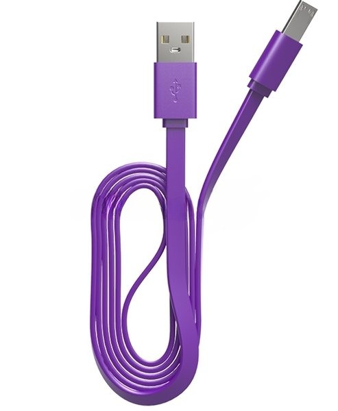 Кабель Maxvi MC-01LF purple USB-A - microUSB, 2A Плоский кабель, ток макс. нагрузки 2А, макс. напряжение 5V; стандарт USB 2.0; длина разъема microUSB 10 мм, длина 1м, материал PVC, фиолетовый