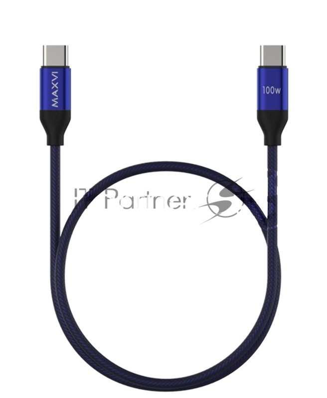 Кабель Maxvi MCw-100TT blue USB-C - USB-C, 5A разъемы USB-C - USB - C, Максимальная мощность 100W, ток макс. нагрузки 5А, макс. напряжение 20V;стандарт USB 3.1, длина 1.2м, нейлоновая оплетка, металлические корпуса разъемов, цвет синий.