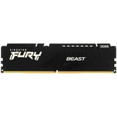 Оперативная память Kingston Fury Beast, DDR5, 8Gb (1x8GB), 5200MHz, CL40, DIMM, с радиатором, черный