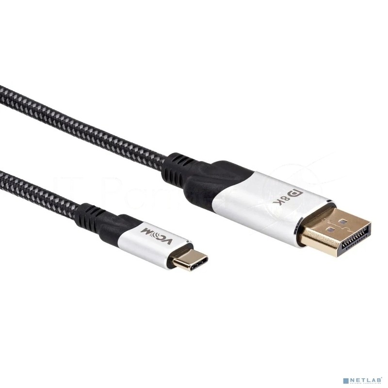 Кабель-адаптер VCOM USB 3.1 Type-Cm --> DP(m) 8K@60Hz, 1,5 м, Alumi Shell,