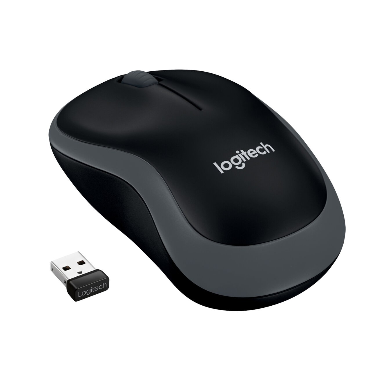 Мышь беспроводная Logitech M185 серый/черный, 1000 dpi, радиоканал, USB, кнопки - 3
