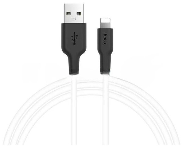 Кабель USB HOCO X21 Plus Silicone, USB - Lightning, 2.4А, 2м, белый