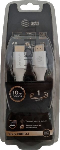 Кабель аудио-видео Cactus CS-HDMI.2.1-1 HDMI (m)/HDMI (m) 1м. позолоченные контакты серебристый