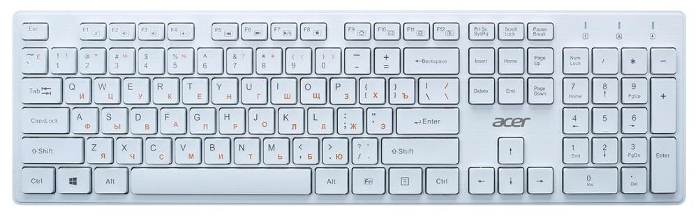 Клавиатура проводная Acer OKW123, USB, белый