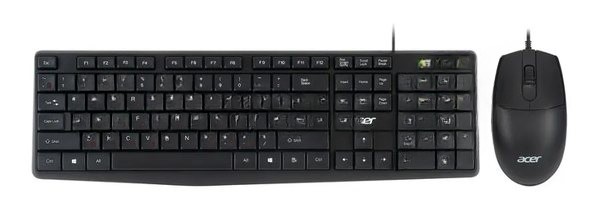 Комплект клавиатура+мышь Acer OMW141 проводной, USB, 1200 DPI, чёрный