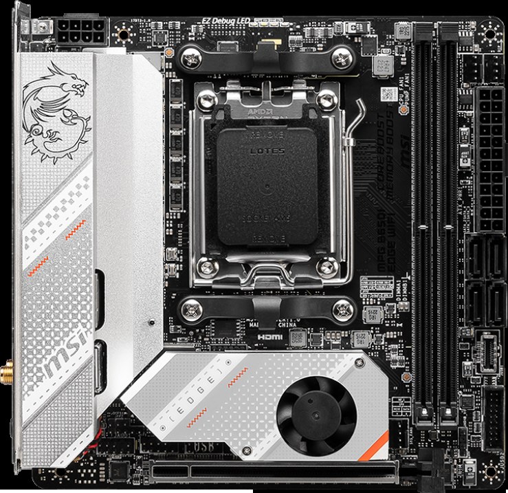 Материнская плата MSI MPG B650I EDGE WIFI, AM5, AMD B650, 2xDDR5, 4xSATA, 2xM.2, 1xPCIe 4.0 x16, HDMI, 1x2.5Gb LAN, USB Type-C, 3x3.5 мм, 7.1, mini-ITX