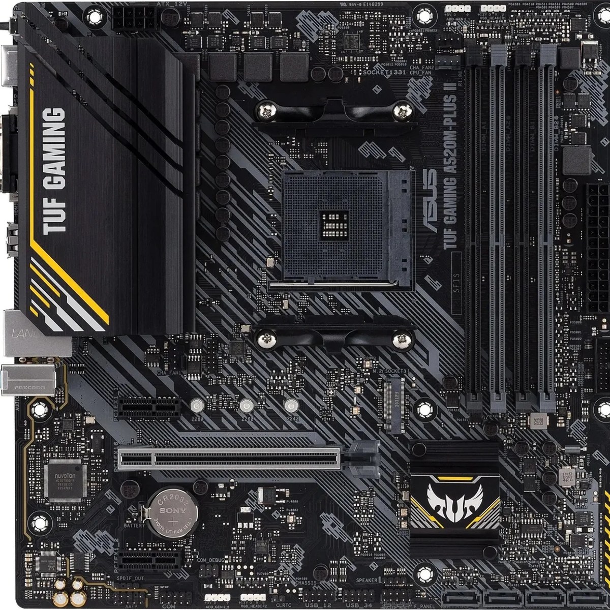 Материнская плата ASUS TUF GAMING A520M-PLUS II, AM4, AMD A520, 4xDDR4, 4xSATA, 1xM.2, 1xPCI-E 3.0 x16, 2xPCI-E x1, 1xHDMI, 1xDP, 1xVGA, 1x 1Gb LAN, 4xUSB 3.2 Gen 1, 2xUSB 2.0, 3x3.5 мм, 7.1, Micro-ATX