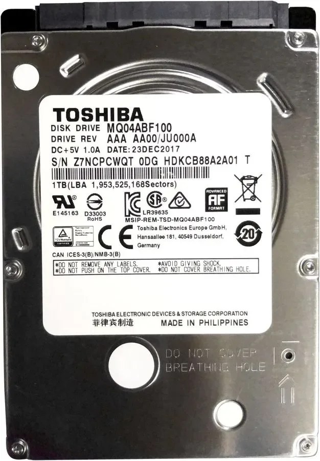 Жесткий диск HDD Toshiba MQ04 1Tb 5400rpm SATA 128Mb 2.5"