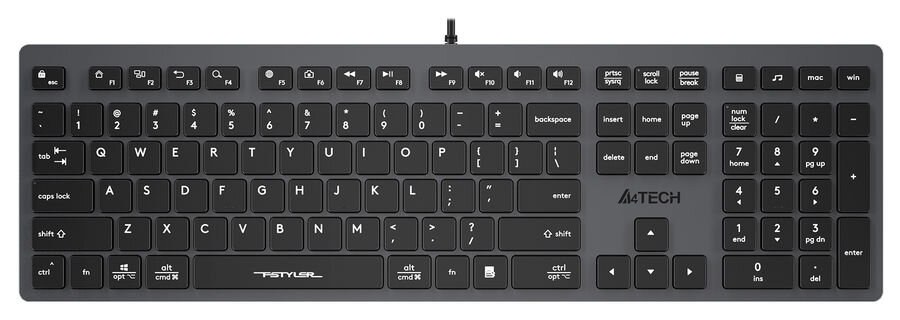 Клавиатура проводная A4Tech Fstyler FX50, USB, серый