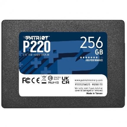 Накопитель SSD Patriot P220, 256Gb, SATA-III, 2.5", R/W 550/490