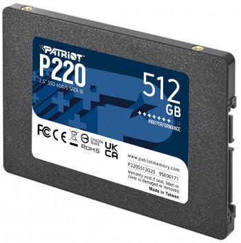 Накопитель SSD Patriot P220, 512Gb, SATA III, 2.5", R/W 550/500