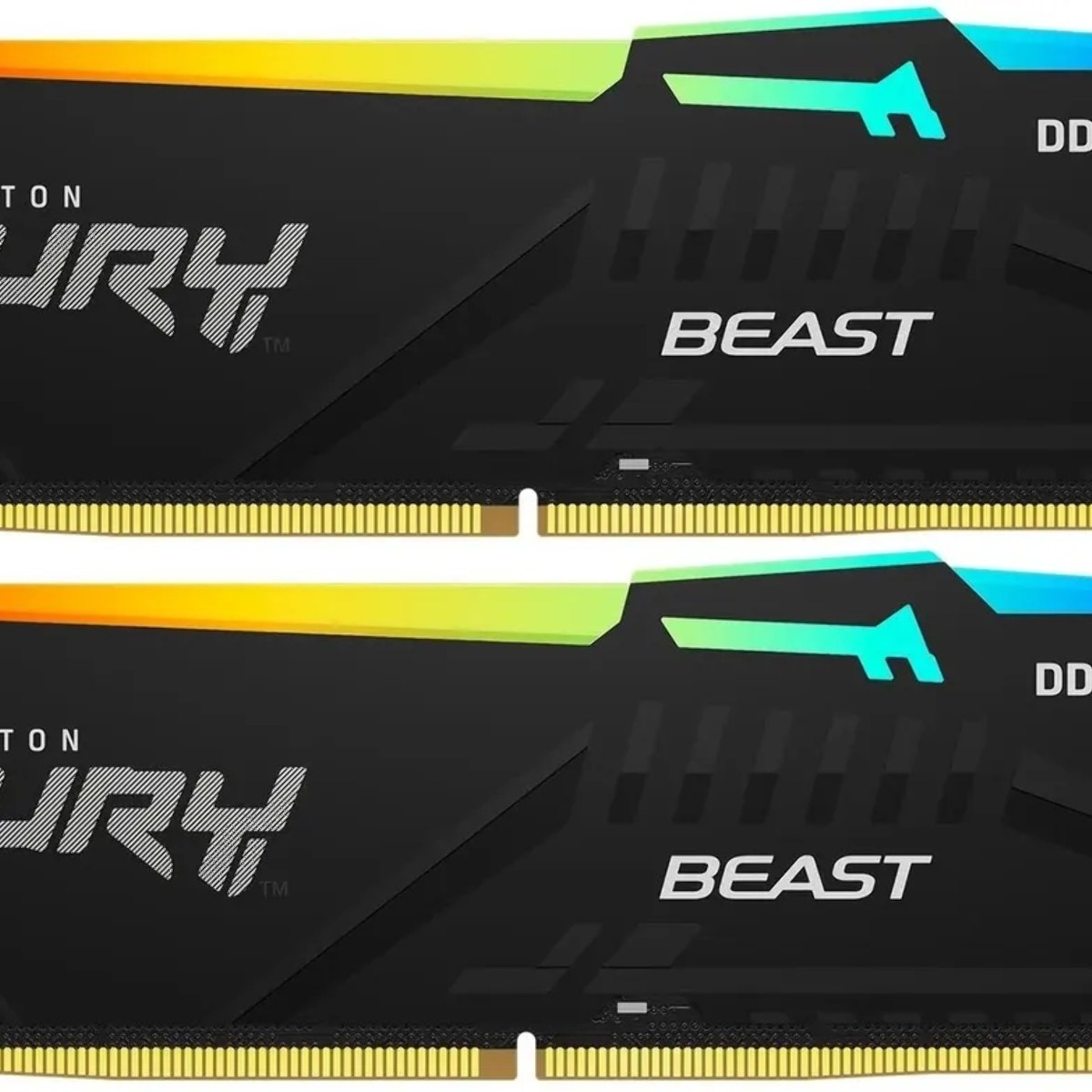 Оперативная память Kingston Fury Beast, DDR5, 32Gb (2x16GB), 5600MHz, CL36, DIMM, с радиаторами, RGB, черный