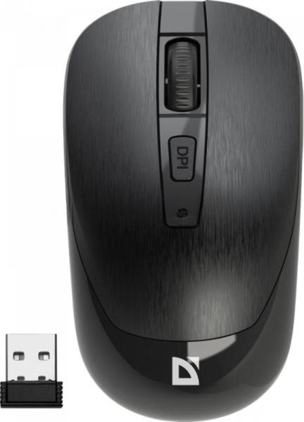 Мышь беспроводная Defender Wave MM-995 черный, 1600 dpi, радиоканал, USB, кнопки - 4