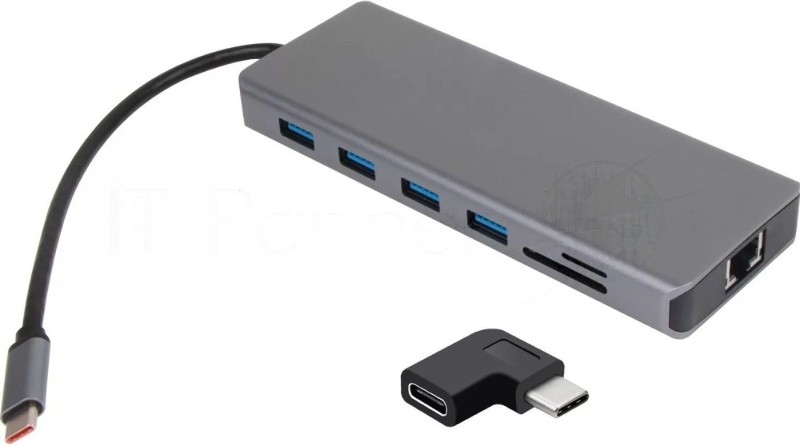 USB-концентратор VCOM CU4706, USB Type-C, HDMI/DP/USB3.0/TC/USB2.0/RJ45/SD/TF/PD/3.5 мм jack, USB Type-C