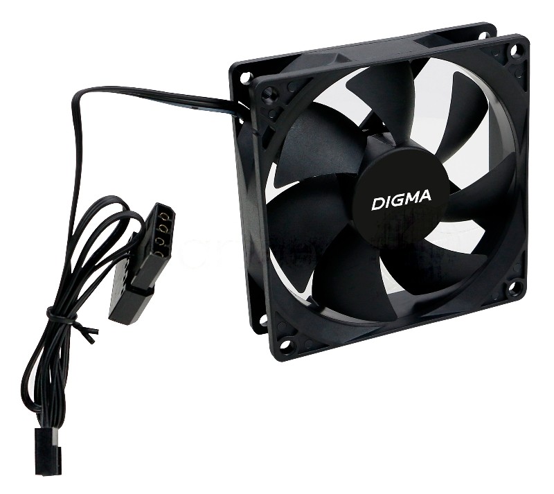 Вентилятор для корпуса Digma DFAN-90 черный, 90 мм, 1800 об/мин, 23 дБ, 3 pin