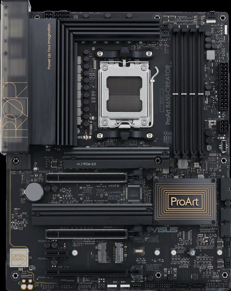 Материнская плата ASUS ProArt B650-CREATOR, AM5, AMD B650, 4xDDR5, 4xSATA, 3xM.2, 1xPCIe 4.0 x16, 1xPCIe 4.0 x8, 1xPCIe 4.0 x4, DisplayPort, HDMI, 2x2.5Gb LAN, USB Type-C, 5x3.5 мм, 7.1, ATX