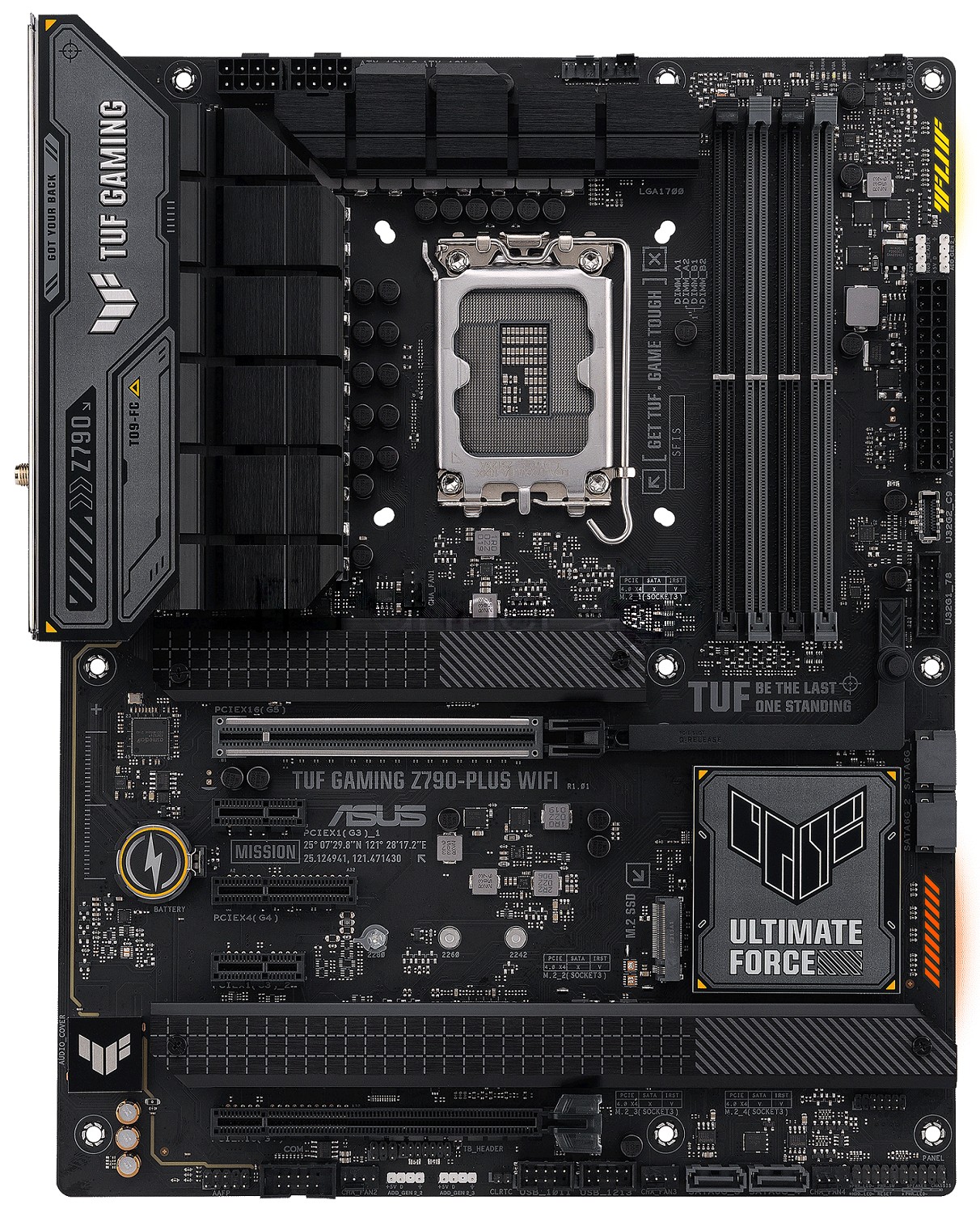 Материнская плата ASUS TUF GAMING Z790-PLUS WIFI, LGA1700, Intel Z790, 4xDDR5, 4xSATA, 4xM.2, 2xPCIe x16, 2xPCIe x1, DisplayPort, HDMI, 1x2.5Gb LAN, USB Type-C, 5x3.5 мм, 7.1, ATX