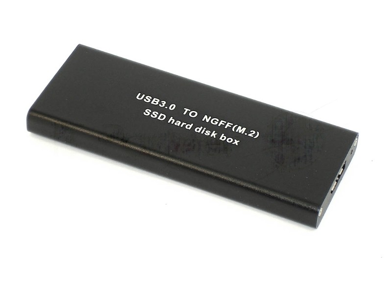 Бокс для SSD диска NGFF (M2) с выходом USB 3.0 алюминиевый, черный