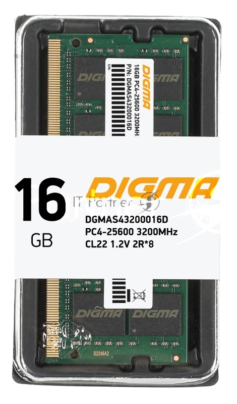 Оперативная память Digma, DDR4, 16GB (1x16 GB), 3200 MHz, CL22, SO-DIMM