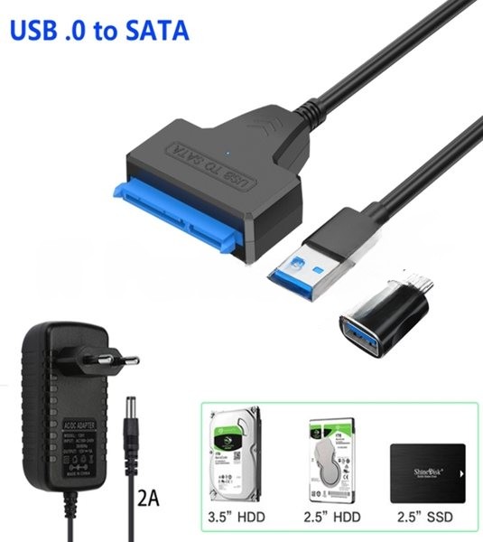 Кабель-переходник для HDD SATA USB 3.0 с доп. питанием