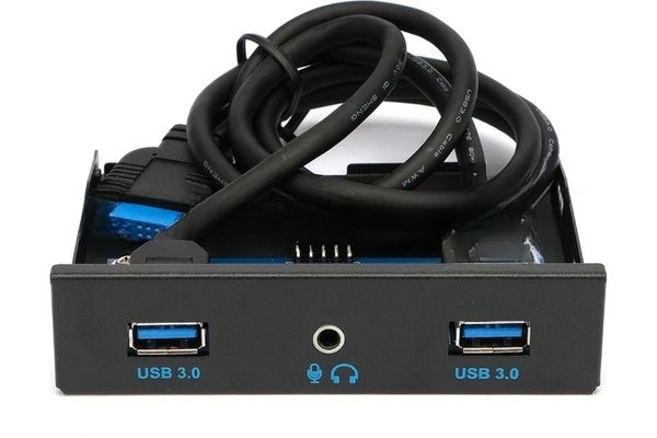 Планка на переднюю панель Gembird FP3.5-USB3-2A-HDA, USB, 2xUSB-A 3.0 + 1xJack 3.5мм, 3.5"