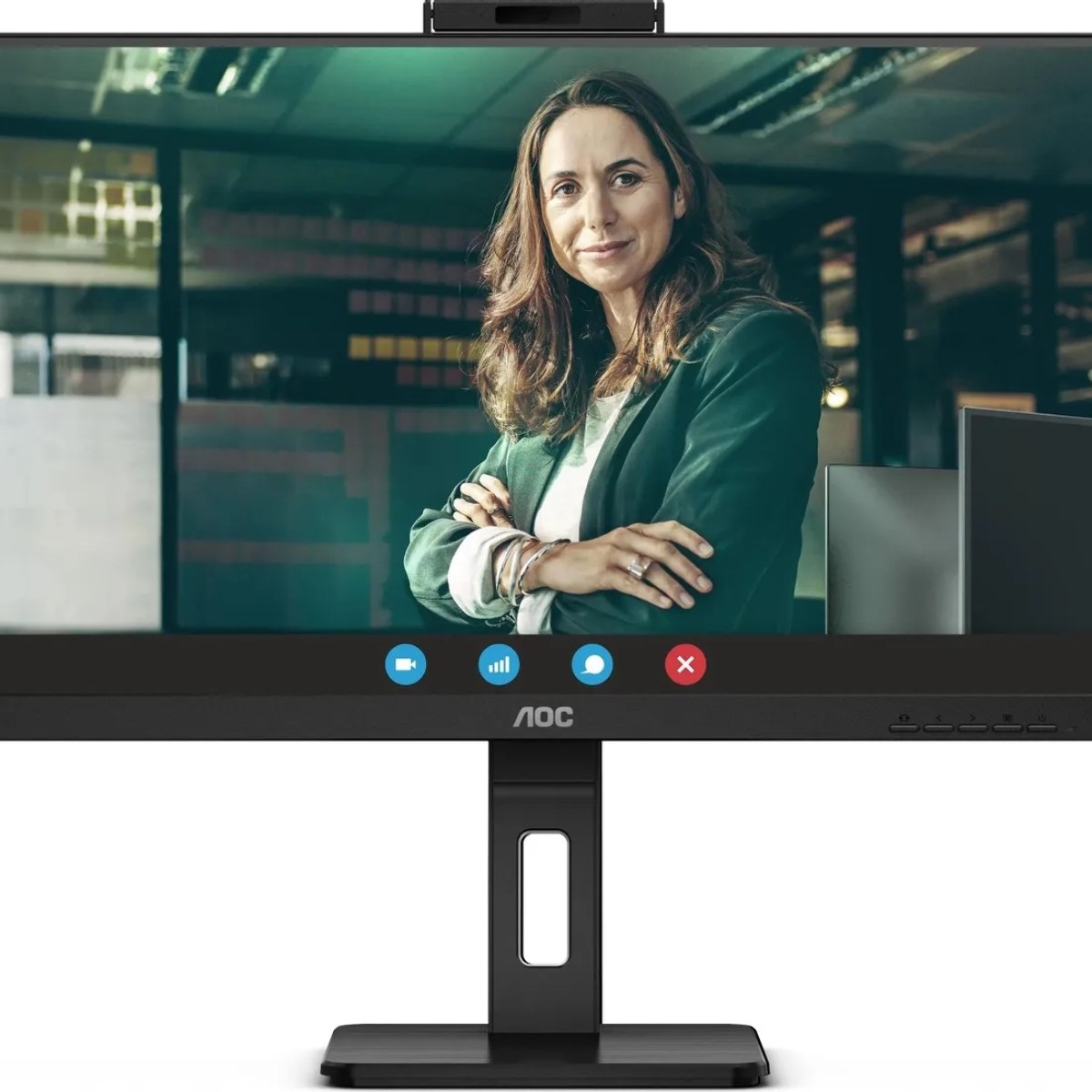 Монитор 27" AOC Q27P3QW IPS 2560x1440, 75 Гц, 4 мс, 16:9, 350 кд/м², 2xHDMI, DisplayPort, встроенные динамики, веб-камера, черный