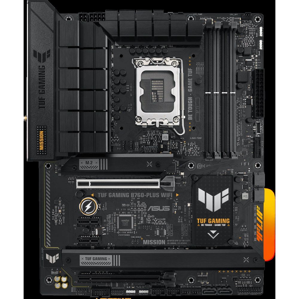 Материнская плата ASUS TUF GAMING B760-PLUS WIFI, LGA1700, Intel B760, 4xDDR5, 4xSATA, 3xM.2, 1xPCIe 5.0 x16, DisplayPort, HDMI, 1x2.5Gb LAN, USB Type-C, 5x3.5 мм, 7.1, ATX