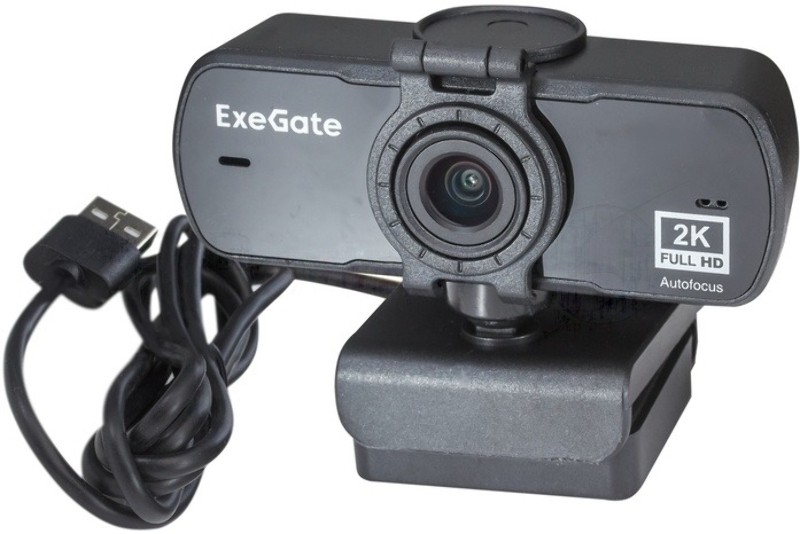 Веб-камера ExeGate Stream C940 Wide 2K 2560x1440, 30 кадр/с, USB Type-A, микрофон (шумоподавление), универсальное крепление, штатив в комплекте