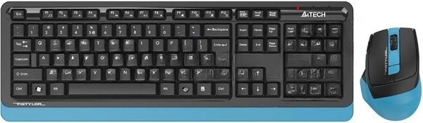 Комплект клавиатура+мышь A4Tech FStyler FG1035 беспроводной, USB, 2000 DPI, чёрный/синий
